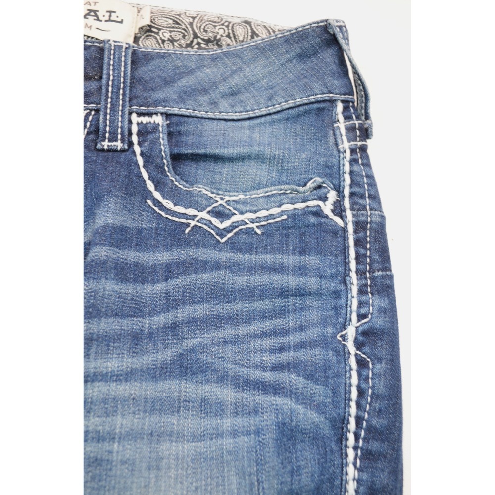 Ariat R.E.A.L Blue Denim Mid Rise Bootcut Jeans Womens 27L Inseam 34" Waist 28" - Picture 10 of 16